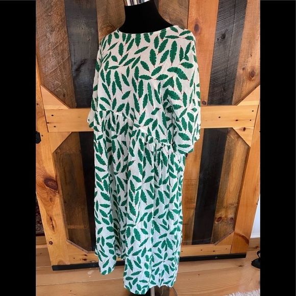 Green Leaf Print Dress - Picture 5 of 7